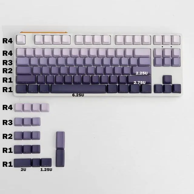 Alt view image 2 of 7 - PBT Doubleshot Keycaps Gradient Purple Backlit OEM Profile Keycaps Full Set Side Print 105 Keys Custom Keyboard Keycaps for Cherry Gateron MX Switches Mechanical Keyboard