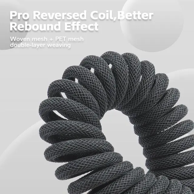 Alt view image 2 of 7 - Custom Coiled Keyboard Cable, USB-C to A Aviator Cable + Solid Aluminum Alloy Coiled Cable Winder Set for Gaming Keyboard, Braided Detachable Metal Aviator Double Sleeved Spiral Cable for PS4 PS5 Xbox
