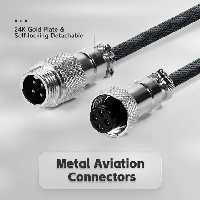 Alt view image 5 of 7 - Custom Coiled Keyboard Cable, USB-C to A Aviator Cable + Solid Aluminum Alloy Coiled Cable Winder Set for Gaming Keyboard, Braided Detachable Metal Aviator Double Sleeved Spiral Cable for PS4 PS5 Xbox