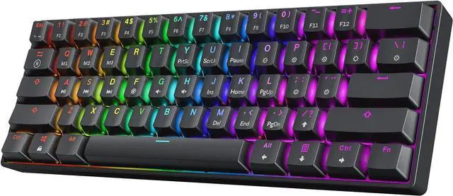 Main image of HK GAMING GK61 60% v3 | Hotswap Mechanical Gaming Keyboard | 61 Keys Multi Color RGB LED Backlit for PC/Mac Gamer | US Layout (Black, Mechanical Blue)