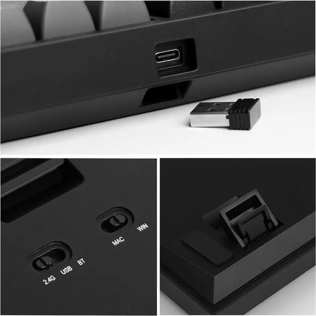 Alt view image 3 of 5 - EPOMAKER TH80 SE Gasket 75% Hot Swap RGB 2.4Ghz/ Bluetooth 5.0/ Wired Mechanical Gaming Keyboard, NKRO with Poron/EVA Foam, 4000mah Battery, Knob Control for E-Sport/Windows/Mac(Flamingo Switch)