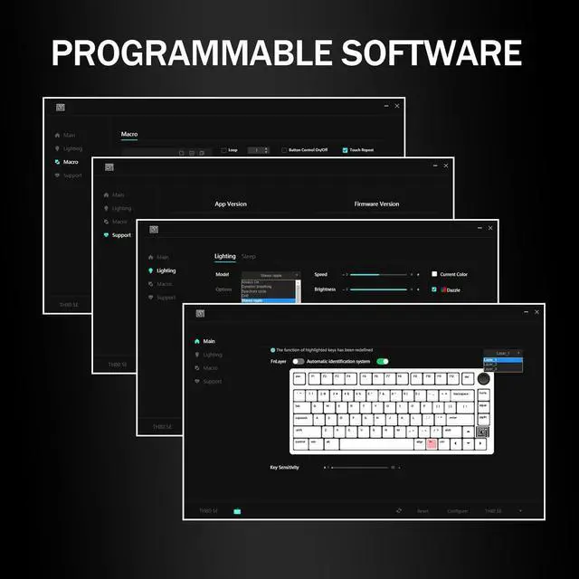 Alt view image 4 of 5 - EPOMAKER TH80 SE Gasket 75% Hot Swap RGB 2.4Ghz/ Bluetooth 5.0/ Wired Mechanical Gaming Keyboard, NKRO with Poron/EVA Foam, 4000mah Battery, Knob Control for E-Sport/Windows/Mac(Flamingo Switch)