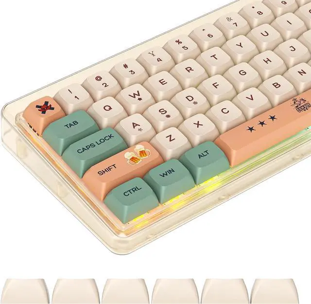 Main image of Guffercty kred 136-keycaps XDA Profile PBT Keyboard Key caps Full Set, Custom Keycaps Dye Sublimation for 61/68/84/87/108 Mechanical Keyboard (Cowboy)