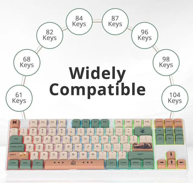 Alt view image 3 of 6 - Guffercty kred 136-keycaps XDA Profile PBT Keyboard Key caps Full Set, Custom Keycaps Dye Sublimation for 61/68/84/87/108 Mechanical Keyboard (Cowboy)