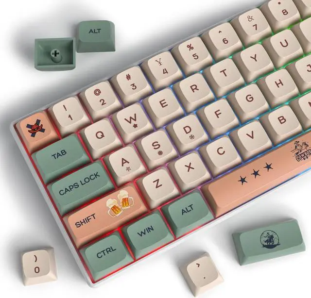 Alt view image 5 of 6 - Guffercty kred 136-keycaps XDA Profile PBT Keyboard Key caps Full Set, Custom Keycaps Dye Sublimation for 61/68/84/87/108 Mechanical Keyboard (Cowboy)