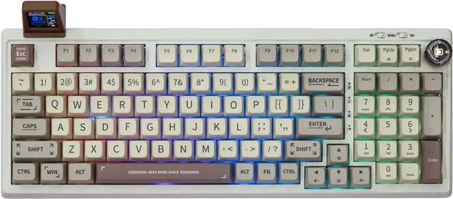 Main image of EPOMAKER RT100 Retro Gaming Keyboard with Display Screen, BT5.0/2.4G/USB-C, 97 Keys Gasket Custom Keyboard, Hot Swappable, RGB Backlit, with Knob for Win/Mac (Gateron Pro Yellow)