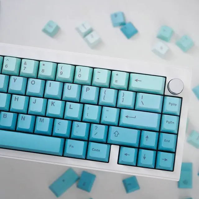 Alt view image 4 of 7 - Blue Gradient Keycaps 125 Keys PBT Dye Sub Cherry Profile Keycap Set Fit for 61/64/87/104/108 Cherry Mx Switches Mechanical Keyboard