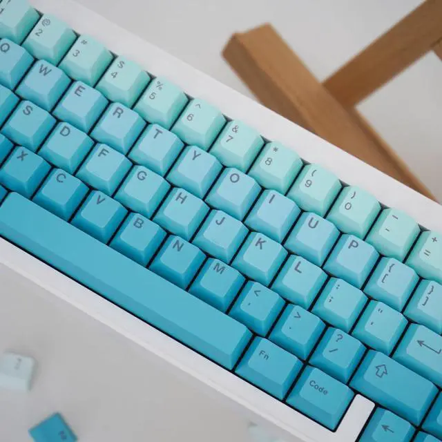 Alt view image 3 of 7 - Blue Gradient Keycaps 125 Keys PBT Dye Sub Cherry Profile Keycap Set Fit for 61/64/87/104/108 Cherry Mx Switches Mechanical Keyboard
