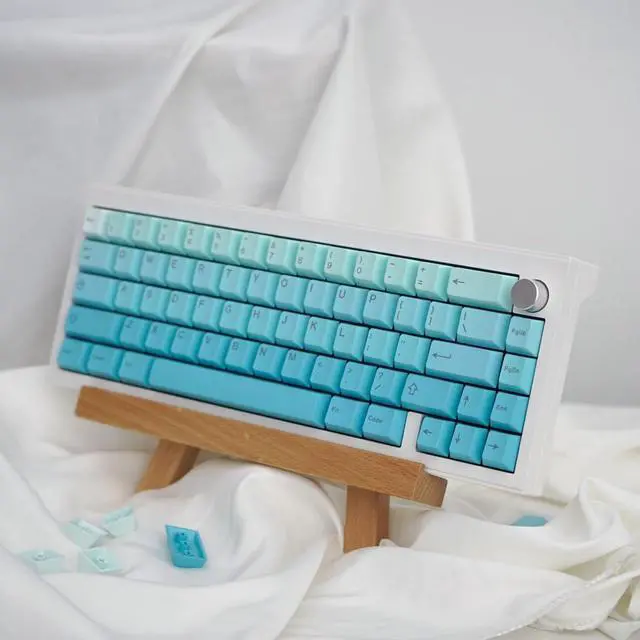 Alt view image 6 of 7 - Blue Gradient Keycaps 125 Keys PBT Dye Sub Cherry Profile Keycap Set Fit for 61/64/87/104/108 Cherry Mx Switches Mechanical Keyboard