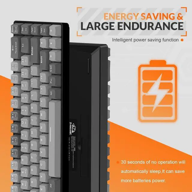 Alt view image 5 of 7 - Magic-Refiner K68 60% Wireless Mechanical Keyboard, Bluetooth 5.0/2.4GHz with Dual Mode 2-in-1 Receiver, Ergonomic Compact 68-Key Hot Swappable Gaming Keyboard, Red Switch for Mac Windows PC