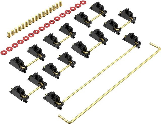 Alt view image 7 of 7 - DUROCK Stabilizer V3, Screw in Stabilizers with 2u 6.25u 7u Wires, PCB Mount Keyboard Stabilizers for Mechanical Keyboards (V3 Black Gold 100% Kit)