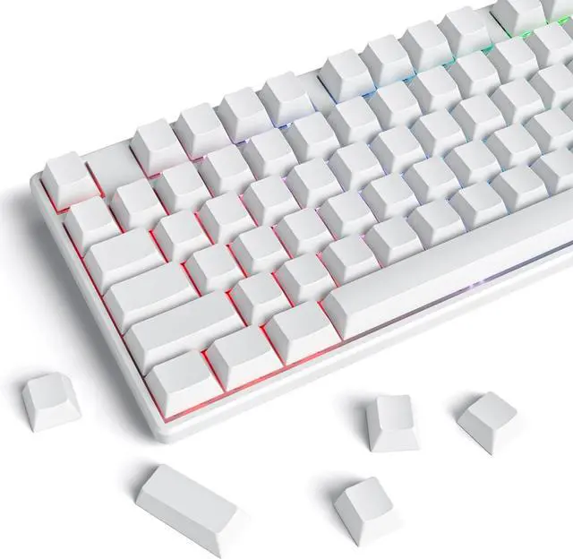 Main image of Blank White PBT keycaps Custom Cherry Profile 1.5mm Thick ANSI ISO Minimalist Keycap Set for 60% 65% 75% Fullsize MX Switches Mechanical Keyboard (Blank White)