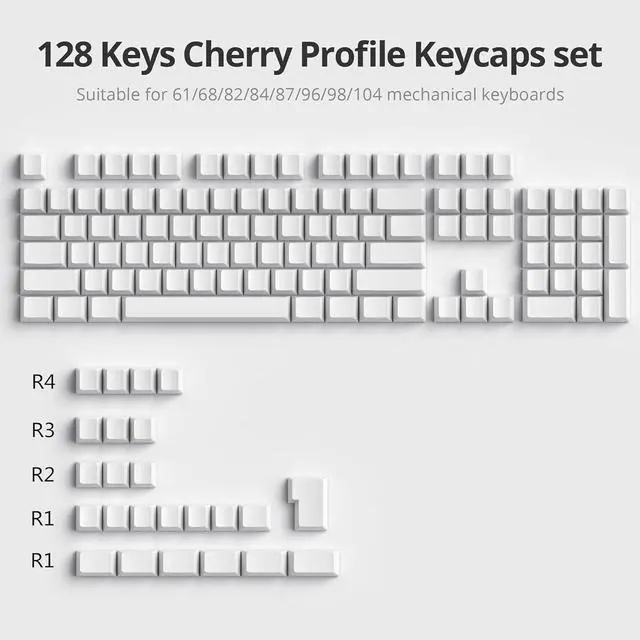 Alt view image 2 of 7 - Blank White PBT keycaps Custom Cherry Profile 1.5mm Thick ANSI ISO Minimalist Keycap Set for 60% 65% 75% Fullsize MX Switches Mechanical Keyboard (Blank White)