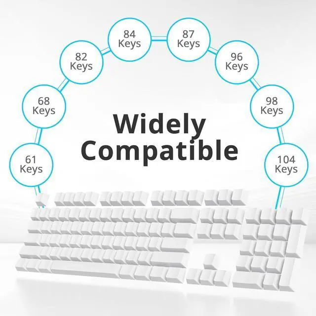 Alt view image 5 of 7 - Blank White PBT keycaps Custom Cherry Profile 1.5mm Thick ANSI ISO Minimalist Keycap Set for 60% 65% 75% Fullsize MX Switches Mechanical Keyboard (Blank White)
