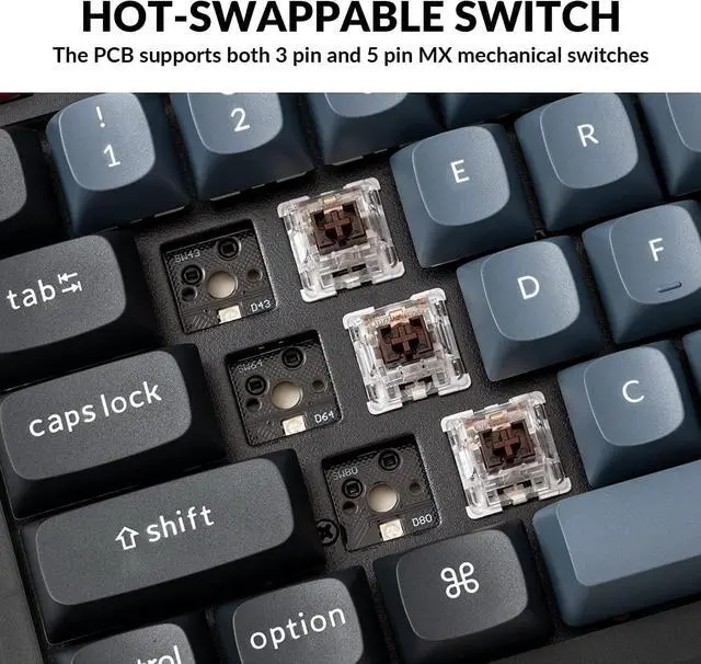 Alt view image 2 of 7 - Keychron V6 Wired Custom Mechanical Keyboard Knob Version, QMK/VIA Full-Size Programmable with Hot-swappable Keychron K Pro Brown Switch Compatible for Mac Windows Linux (Frosted Black-Translucent)