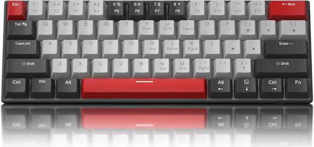 Main image of 60 Percent Mechanical Gaming Keyboard, Black&Gray Mixed Color Keycaps Gaming Keyboard with Blue Switches, Detachable Type-C Cable Mini Keyboard with Powder Blue Light for Windows/Mac/PC/Laptop