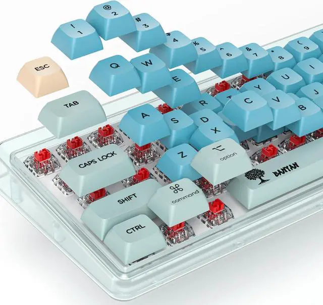 Alt view image 4 of 6 - Guffercty kred GTSP XDA Profile PBT Keycaps, 124-keys Custom Dye Sublimation keycaps US Layout with MAC Keycaps for Fullsize, Tenkeyless, Winkeyless, 75%, 65%, 60% Keyboard (Banyan)