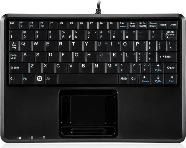 Main image of 510H Plus, Wired Super Mini USB Touchpad Keyboard, X Type Scissor Keys with 2 Built-in Hubs, Black, US English Layout (11005)