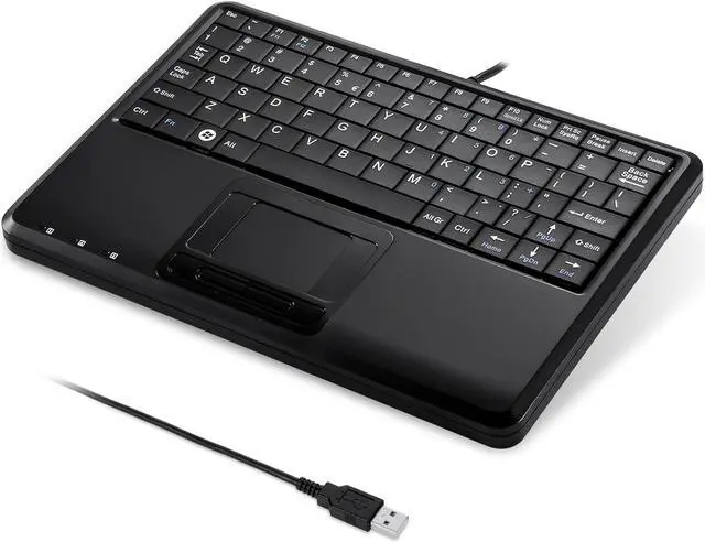 Alt view image 3 of 5 - 510H Plus, Wired Super Mini USB Touchpad Keyboard, X Type Scissor Keys with 2 Built-in Hubs, Black, US English Layout (11005)