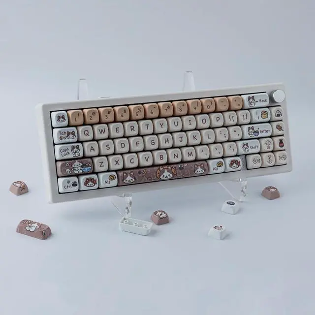 Alt view image 6 of 7 - TYRIXKI PBT Keycaps 143 Keys Custom Keycaps Cute Dye-Sublimation Kitty-cat Keycaps Set MOA Profile Keycaps for US Layout Cherry Gateron MX Swithes Mechanical Keyboards
