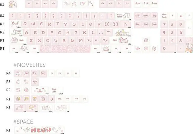 Alt view image 2 of 7 - Hyekit PBT Keycaps 133 Keys Naughty Cat Keycaps Dye-Sublimation Cute Keycaps XDA Profile for Cherry Gateron MX Switches Mechanical Keyboards