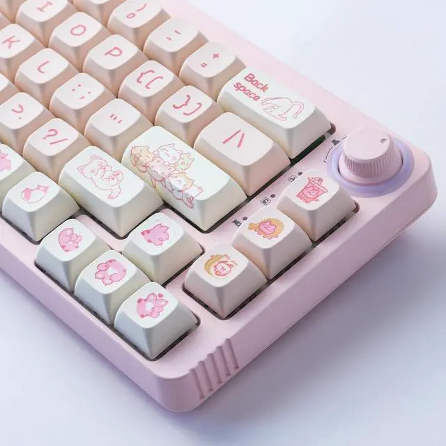 Alt view image 3 of 7 - Hyekit PBT Keycaps 133 Keys Naughty Cat Keycaps Dye-Sublimation Cute Keycaps XDA Profile for Cherry Gateron MX Switches Mechanical Keyboards