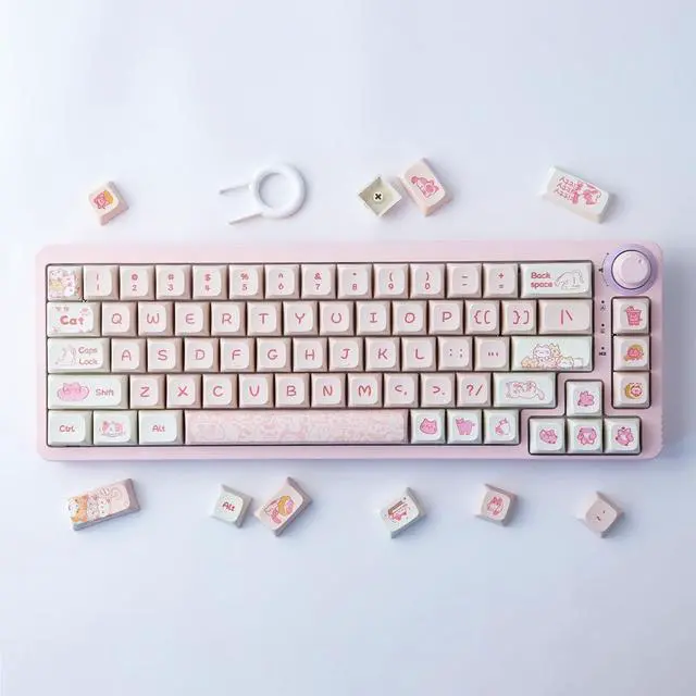 Alt view image 5 of 7 - Hyekit PBT Keycaps 133 Keys Naughty Cat Keycaps Dye-Sublimation Cute Keycaps XDA Profile for Cherry Gateron MX Switches Mechanical Keyboards