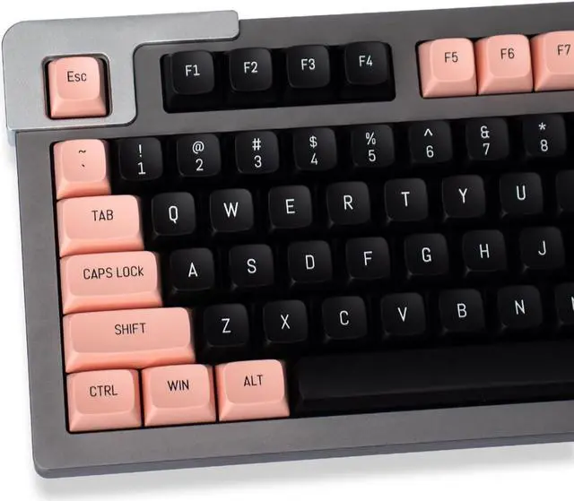 Main image of Pink and Black Keycaps 150 Keys Doubleshot MSA Profile Custom Keycaps for 61/64/68/84/87/96/104/108 Gaming Keyboard