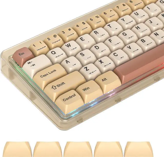 Main image of XDA PBT Key Cap, 139 Keys Dye Sublimation Retro Stamp White Custome Key Cap Set for Cherry/Gatron MX switches 60 Percent/68/GK61 Gaming Mechanical Keyboard