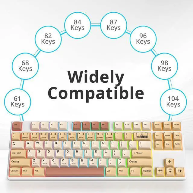 Alt view image 3 of 7 - XDA PBT Key Cap, 139 Keys Dye Sublimation Retro Stamp White Custome Key Cap Set for Cherry/Gatron MX switches 60 Percent/68/GK61 Gaming Mechanical Keyboard