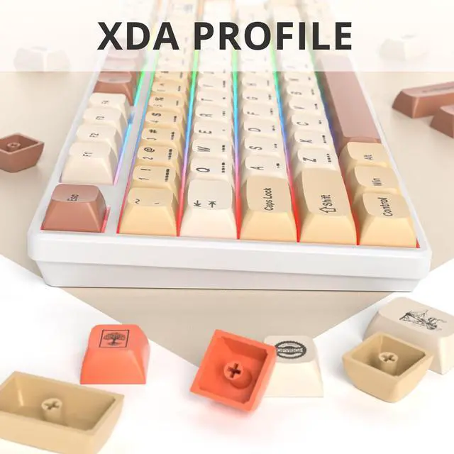 Alt view image 4 of 7 - XDA PBT Key Cap, 139 Keys Dye Sublimation Retro Stamp White Custome Key Cap Set for Cherry/Gatron MX switches 60 Percent/68/GK61 Gaming Mechanical Keyboard