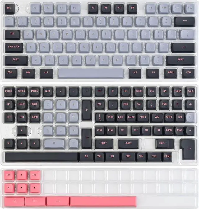 Alt view image 3 of 7 - Owpkeenthy 160-Key CSA Profile 8008 Keycaps Doubleshot PBT with 6.25u 7u Spacebar for US/ISO Layout Mechanical Gaming Keyboard (CSA/8008)