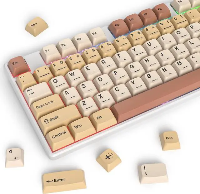 Alt view image 7 of 7 - XDA PBT Key Cap, 139 Keys Dye Sublimation Retro Stamp White Custome Key Cap Set for Cherry/Gatron MX switches 60 Percent/68/GK61 Gaming Mechanical Keyboard