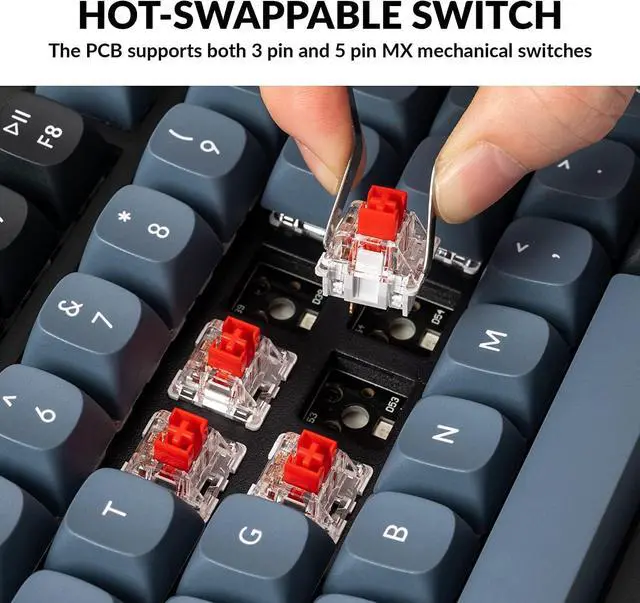 Alt view image 2 of 7 - Keychron V1 Hot-swappable Custom Mechanical Keyboard, 75% Layout Knob QMK/VIA Programmable RGB Backlight, Type-C Wired with Keychron K Pro Red Switch for Mac Windows - Frosted Black (Translucent)