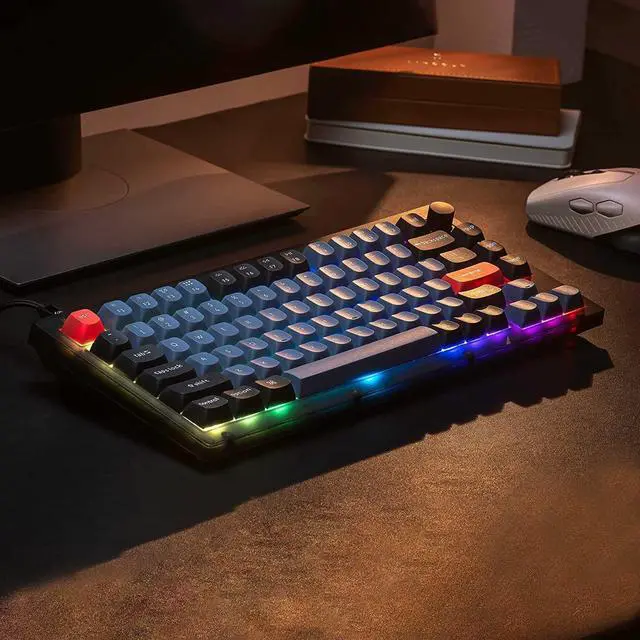 Alt view image 5 of 7 - Keychron V1 Hot-swappable Custom Mechanical Keyboard, 75% Layout Knob QMK/VIA Programmable RGB Backlight, Type-C Wired with Keychorn K Pro Brown Switch for Mac Windows - Frosted Black (Translucent)