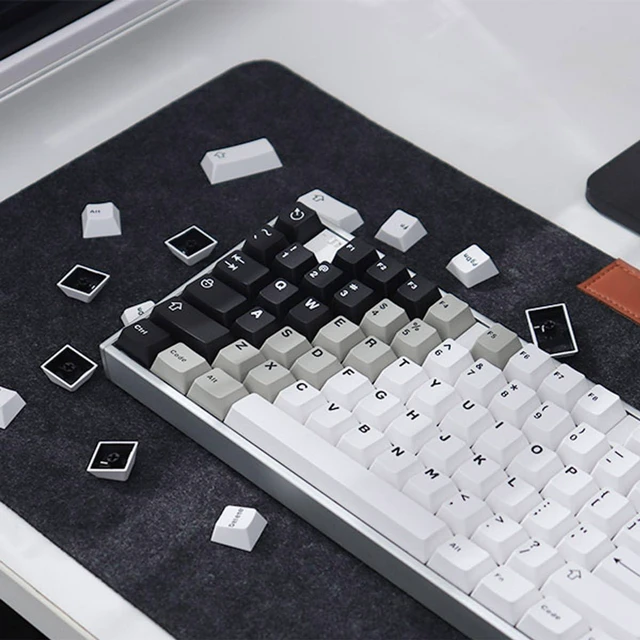 Alt view image 3 of 7 - Black White Gradient Keycaps Set Cherry Profile Doubleshot Custom Keycaps 121 Keys for Cherry MX Gateron Kailh Box Switches Mechanical Gaming Keyboard