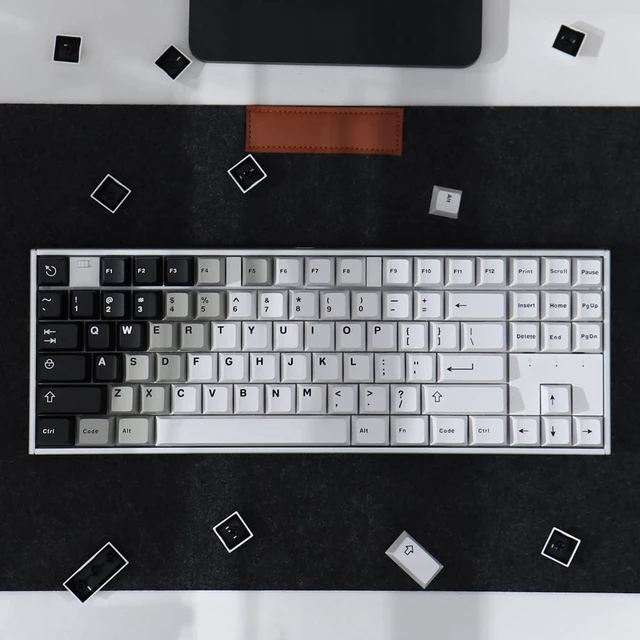 Alt view image 6 of 7 - Black White Gradient Keycaps Set Cherry Profile Doubleshot Custom Keycaps 121 Keys for Cherry MX Gateron Kailh Box Switches Mechanical Gaming Keyboard