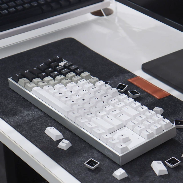 Alt view image 7 of 7 - Black White Gradient Keycaps Set Cherry Profile Doubleshot Custom Keycaps 121 Keys for Cherry MX Gateron Kailh Box Switches Mechanical Gaming Keyboard