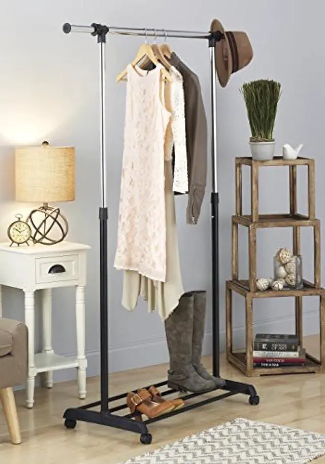 Alt view image 2 of 4 - Whitmor Deluxe Adjustable Garment Rack - Rolling Clothes Organizer - Black and Chrome