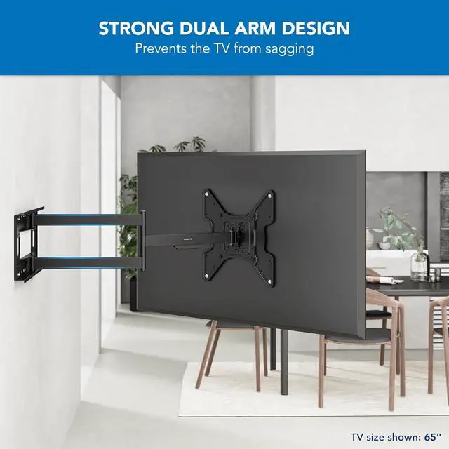 Alt view image 4 of 7 - Mount-It! Long Arm TV Wall Mount, 40" Extra Long Reach Extension, Full Motion Extended Corner TV Mount, Universal Fit for Flat Panel TVs Up to 400x400 VESA, 110 Lbs Capacity