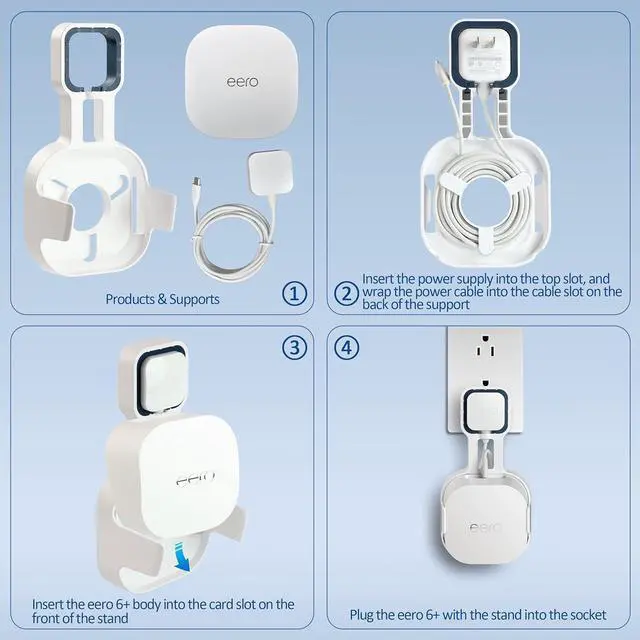 Alt view image 3 of 6 - PETIMETI Wall Mount for EERO 6+ Mesh WiFi System, Space Saving Wall Mount Bracket for EERO 6+ Router with Cord Management and Easily Moved(2 Pack)