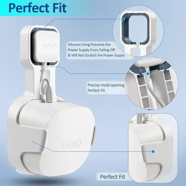 Alt view image 5 of 6 - PETIMETI Wall Mount for EERO 6+ Mesh WiFi System, Space Saving Wall Mount Bracket for EERO 6+ Router with Cord Management and Easily Moved(2 Pack)