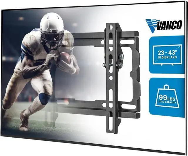 Main image of Vanco Tilt TV Wall Mount with Wall Mount Tilt TV Bracket - Slim Profile, VESA Compatible Tiltable TV Mount 200 x 200 or Less, Supports 23-43 Inch Displays