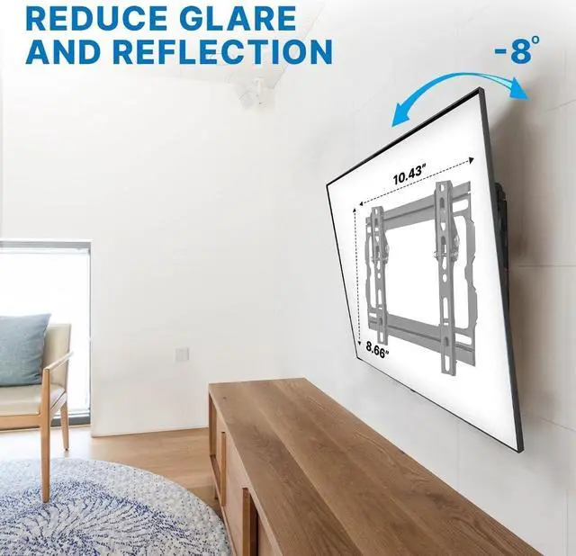 Alt view image 2 of 7 - Vanco Tilt TV Wall Mount with Wall Mount Tilt TV Bracket - Slim Profile, VESA Compatible Tiltable TV Mount 200 x 200 or Less, Supports 23-43 Inch Displays