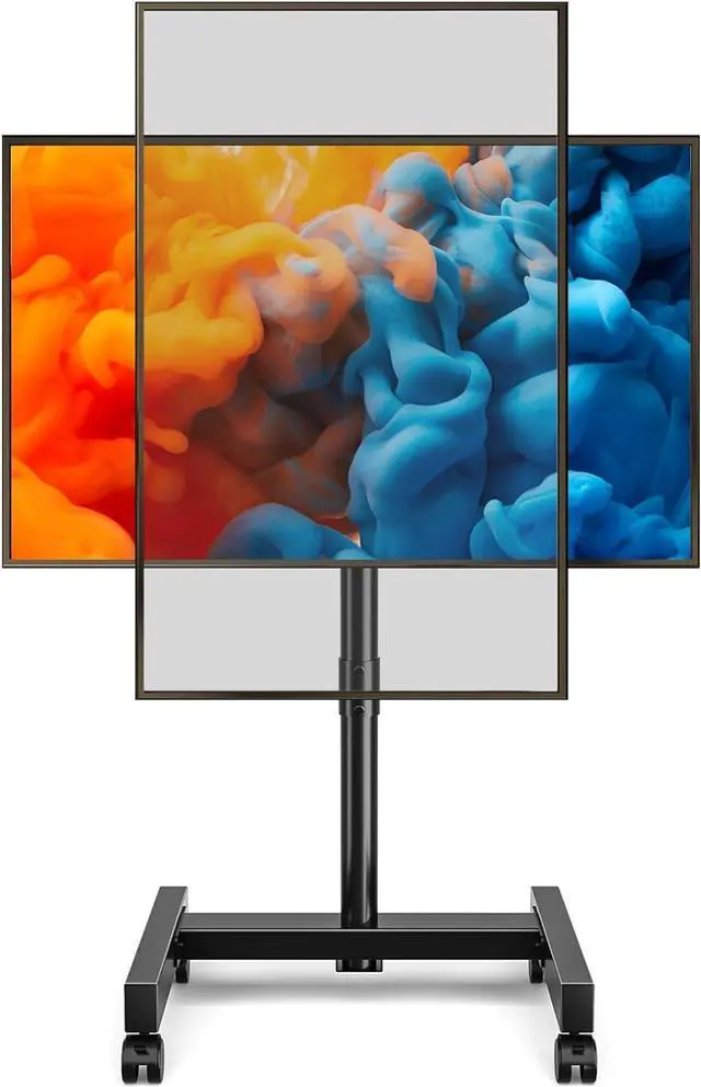 Main image of Mobile TV Cart Rolling TV Stand for 13-50 inch Screens, Tilting and Rotating Mount, Portrait to Landscape, Height Adjustable Portable TV Stand with Wheels Holds up to 44lbs Max VESA 200x200mm