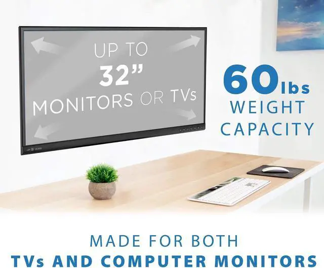 Alt view image 2 of 7 - Mount-It! MI-203 Low Profile Fixed TV Wall Mount | Fits 13-32 Inch Screens | VESA 75x75 & 100x100 | Heavy-Duty Steel with 60 Lbs Capacity | Built-in Bubble Level | Ideal for RV, Home, and Office