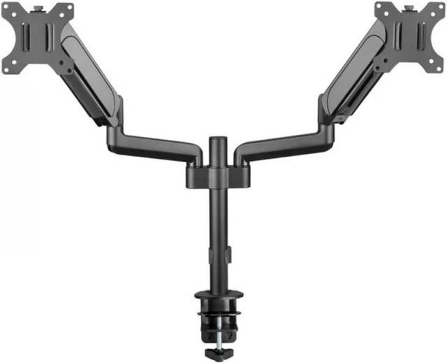 Alt view image 2 of 6 - AnthroDesk Deluxe Gas Spring Dual Monitor Stand, Heavy Duty Mount Arms for Two 17''-32'' LED/LCD Computer Monitors (Black-Dual-Mount)