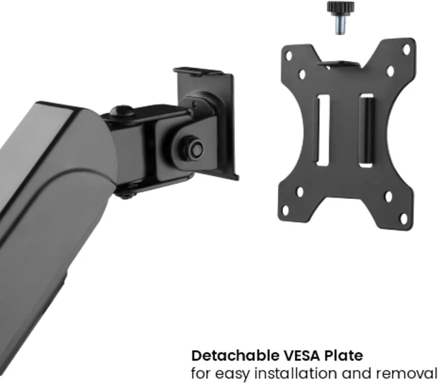 Alt view image 3 of 6 - AnthroDesk Deluxe Gas Spring Dual Monitor Stand, Heavy Duty Mount Arms for Two 17''-32'' LED/LCD Computer Monitors (Black-Dual-Mount)