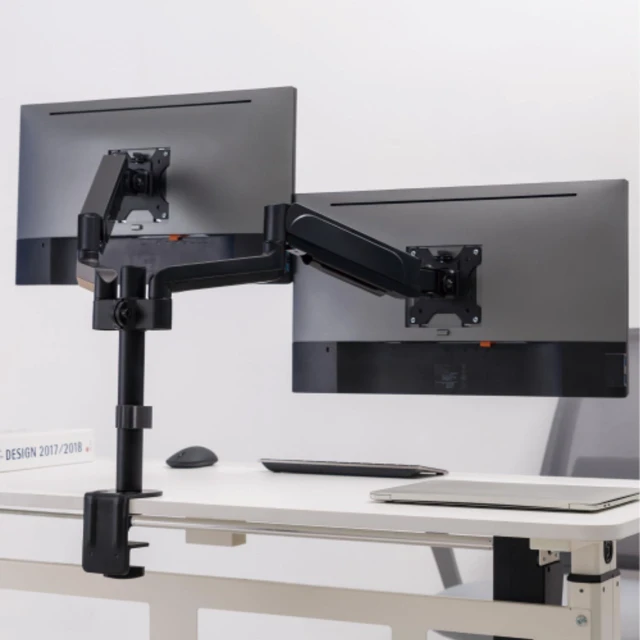 Alt view image 6 of 6 - AnthroDesk Deluxe Gas Spring Dual Monitor Stand, Heavy Duty Mount Arms for Two 17''-32'' LED/LCD Computer Monitors (Black-Dual-Mount)