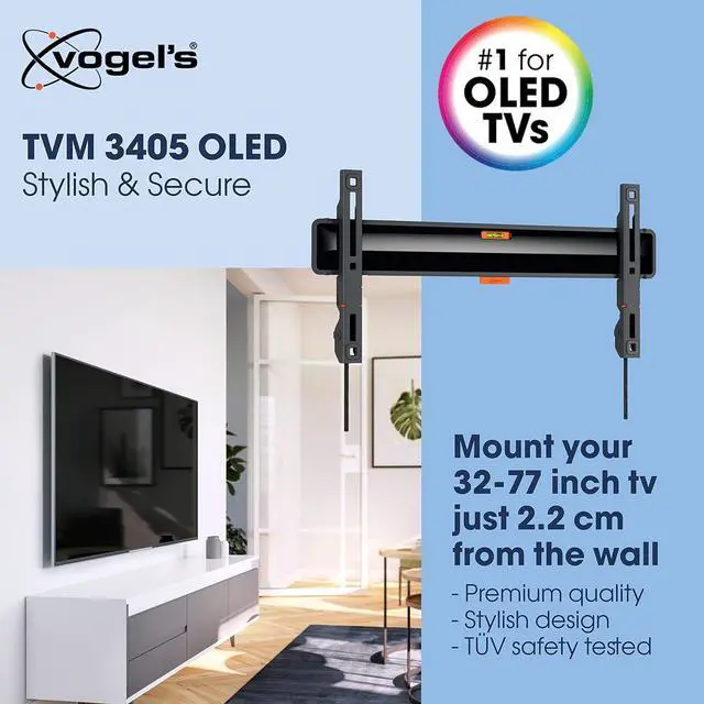 Alt view image 2 of 5 - Vogel's TVM 3405SP Flat OLED TV Wall Mount for 32-77 inch TV, Max. 50kg, TV Holder Max. VESA 400 x 200 (LG OLED B and C Series), Distance to The Wall only 2.2 cm